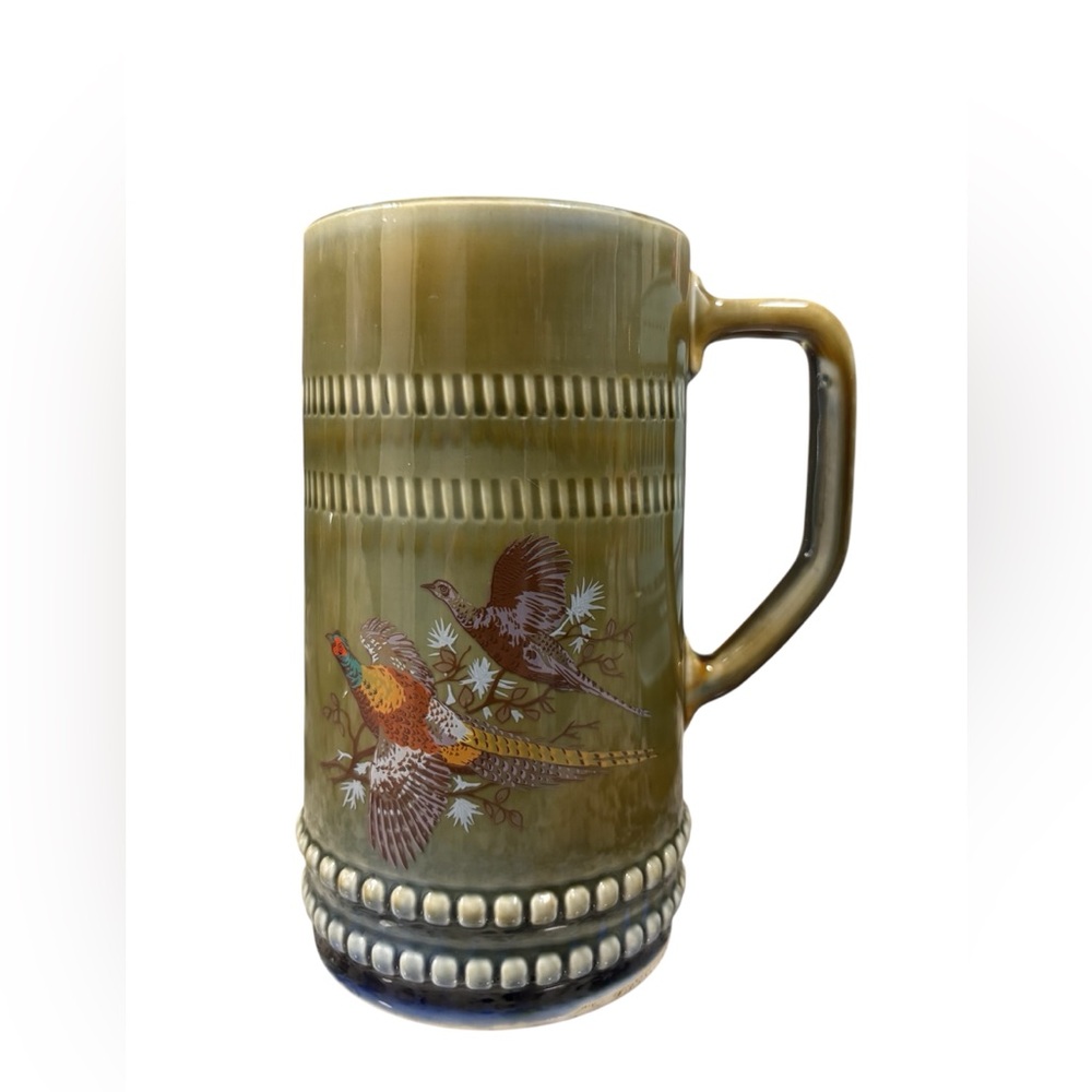 Vintage porcelain Mug / stein with Bird Design